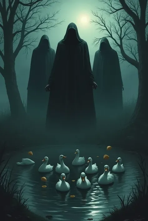 Scary people are feeding ducks