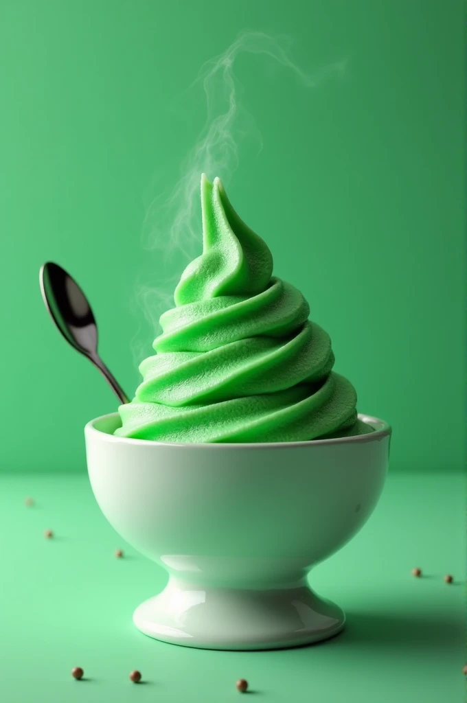 A cup of green ice cream 