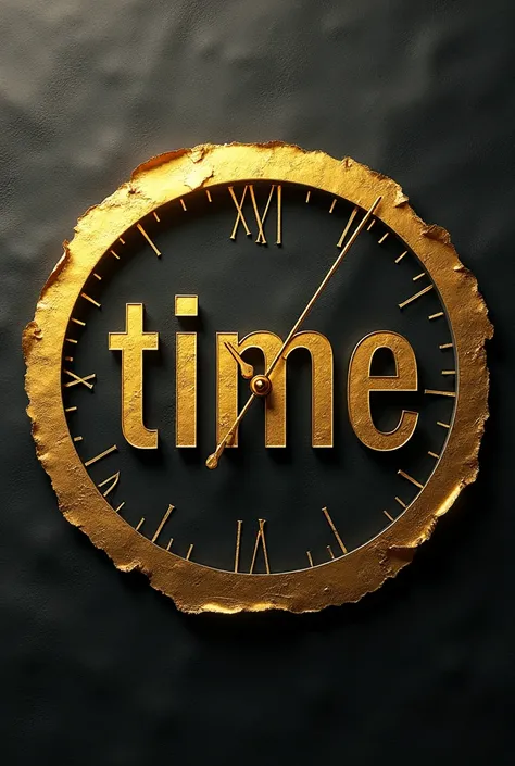 Make a image of clock in tape written tape on time in the middle but in gold words only word must be gold please 