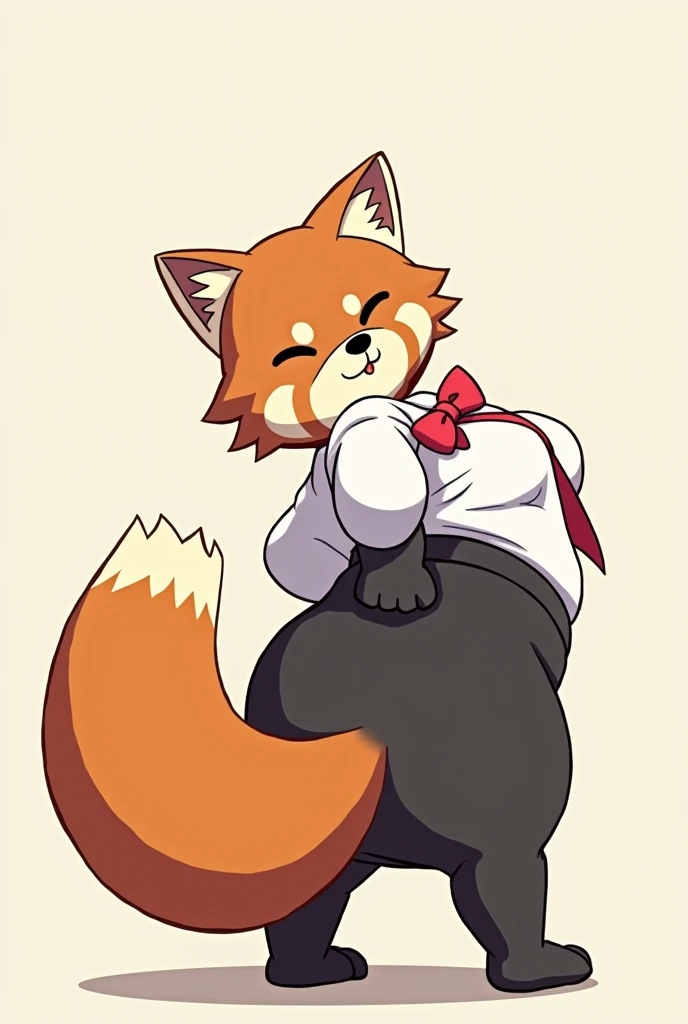 Retsuko from aggretsuko bending over showing her butt