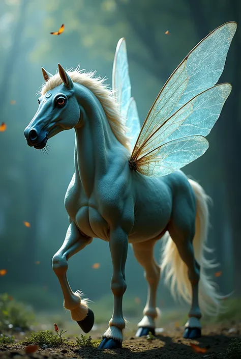 8. **Horse + Dragon (Horsely)**:
   - A horses body with transparent dragonfly wings.
   - The dragon s large, compound eyes on the horse’s head for a mystical touch.


