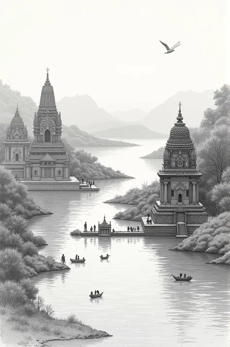 Triveni sangam sketch
