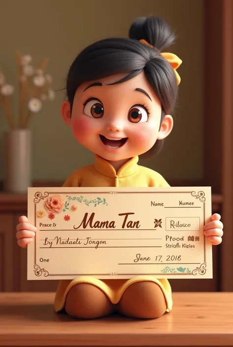 illustrate a personal cheque
With a drawers name Mama Tan 