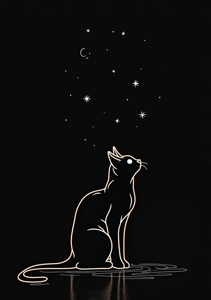 Feline, line, Tranquil, dark colors