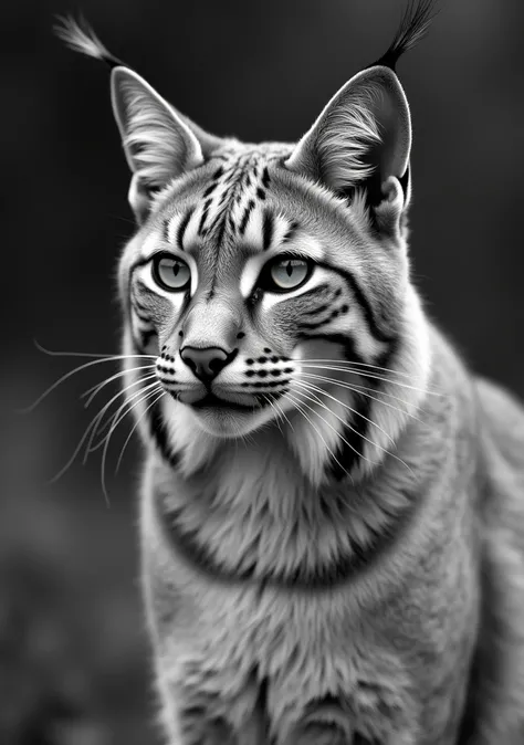 A lynx (Feline), Tranquil, monochrome 