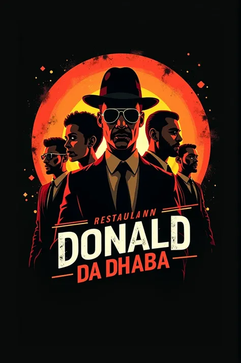 Make a logo for my restraunt named "donald da dhaba" in the theme of money heist series thats available on Netflix 