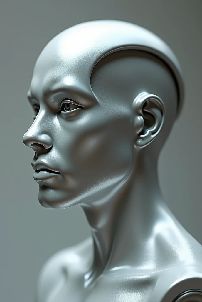 3d outline of a human head of a man similar to Anton Borin (J and the musician released on the label mango alley),  like terminator t-1000, no detail in silver with blur, Fas