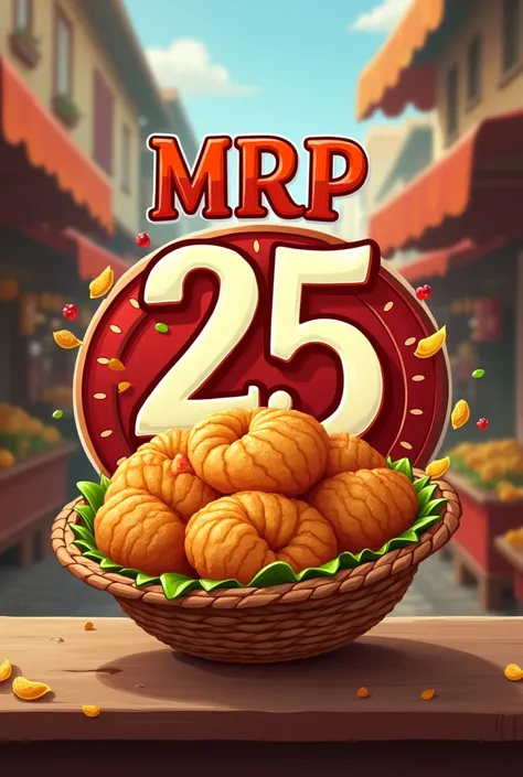  logo and mrp 25 background is panipuri 


food is panipuri