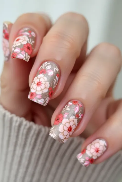  Floral Chic: Beautiful, delicate flowers to add a touch of elegance. Nails design 
