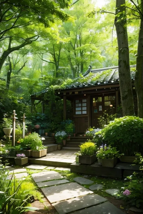 Best Quality、Lush forest、plant、garden、Mysterious