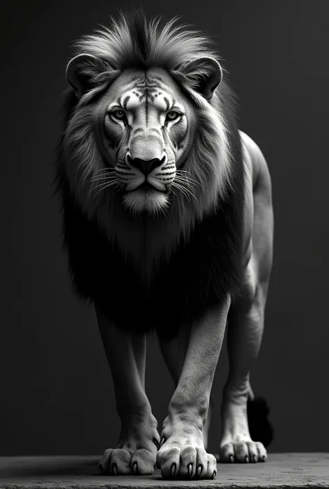 Black and white lion