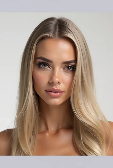 a very realistic and detailed photo of beautiful italian girl, tight black skirt, cleavage , perfect makeup, long sleek straight blonde with brown roots hair, high quality, photorealistic, elegant, confident, piercing brown eyes, full lips, olive skin, loo...