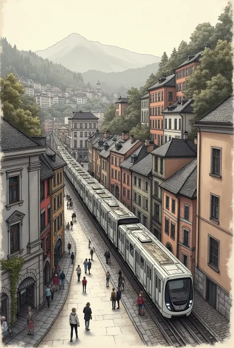 City “Wuppertal” in Germany as a drawn version 