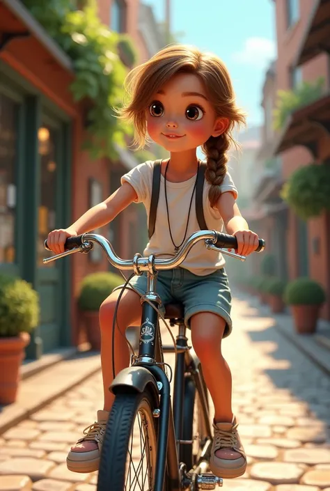 A girl sitting in a bike 