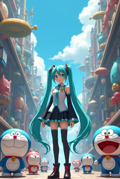 Has a Miku set in the Doraemon universe 