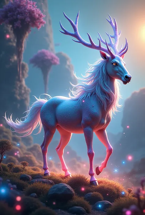 Deer and hourse mixed hybrid in mythology type beautiful and colourfully background