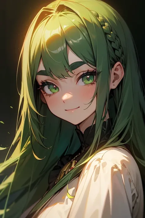 (Best Quality, masterpiece:1.2), High resolution, Very detailed, Realistic:1.37, Fantasy, Illustration, Green Eyes、Queen Platinum Decoration、beautifully、Eyeshadow Red、Thick eyebrows、Long eyelashes、The pupil is black、((Her hair is light green)).Embarrassing...