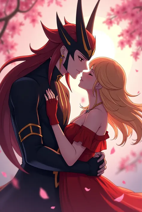 Scaramouche (Genshin Impact) kissing Lumine (Genshin Impact)