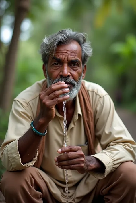 Indian man drinking Water