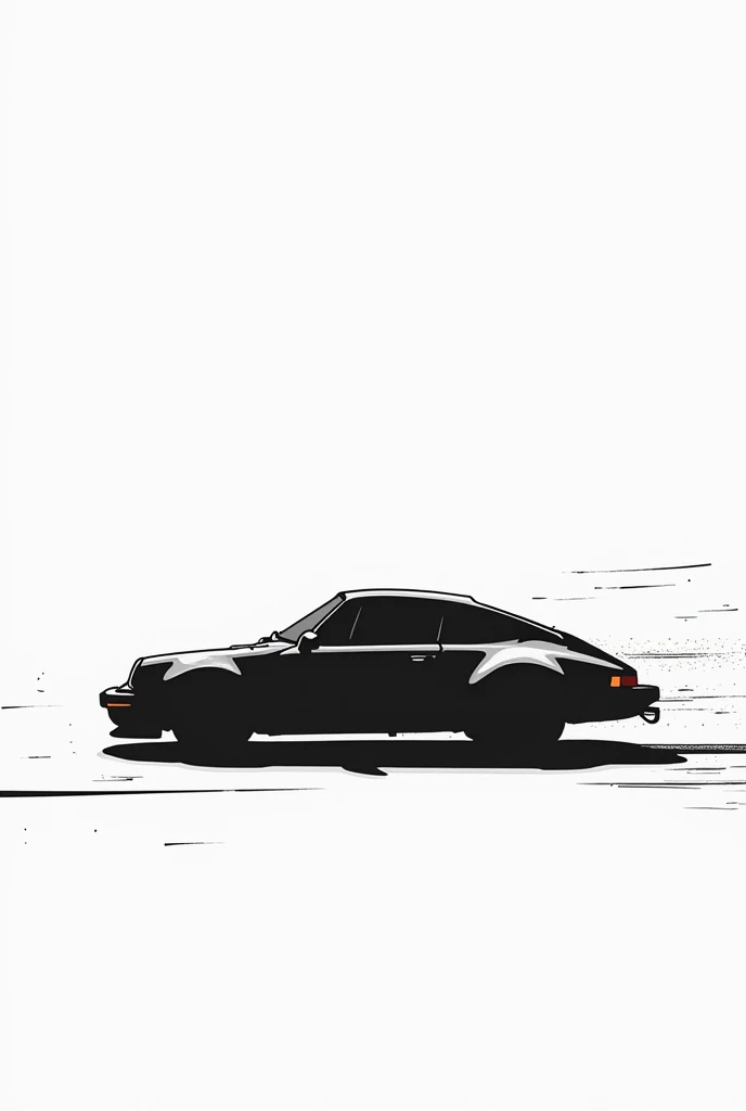 Drawn silhouette of a simple car in motion from the side
