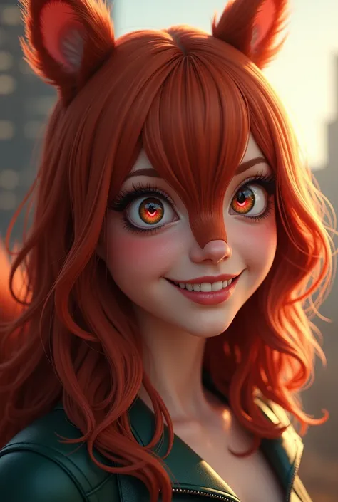 Emma Stone as Squirrel Girl. Cinematic, Photorealistic, Red Hair, Animal Ears, Squirrel Ears, Teeth, Sparkling Eyes, Heart In Eye, Confused, Smug, Crazy, Oral Invitation, 