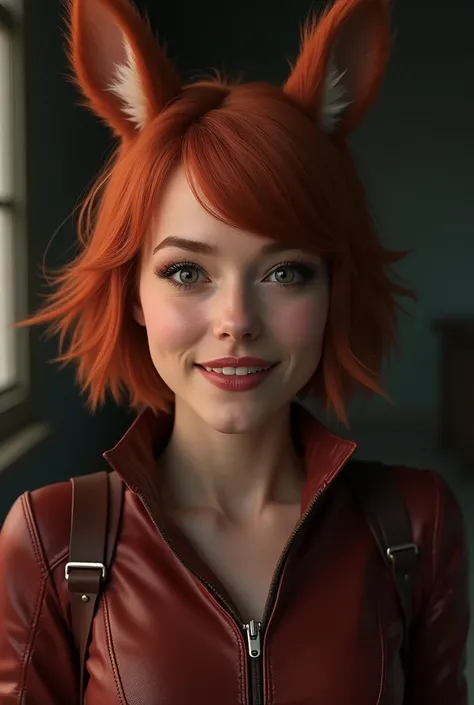 Full body photo of Emma Stone as Marvels Squirrel Girl. Cinematic, Photorealistic, Red Hair, Animal Ears, Squirrel Ears, Teeth, Oral Invitation, 