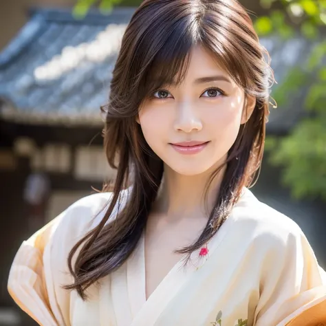 (nsfw:1.2)、(best quality,highres,ultra-detailed),((portrait )),1beautiful Japanese lady,beautiful detailed eyes,beautiful detailed lips,extremely detailed face,longeyelashes,soft smile,flowing hair,natural lighting, wearling japanese elegant Kimono,