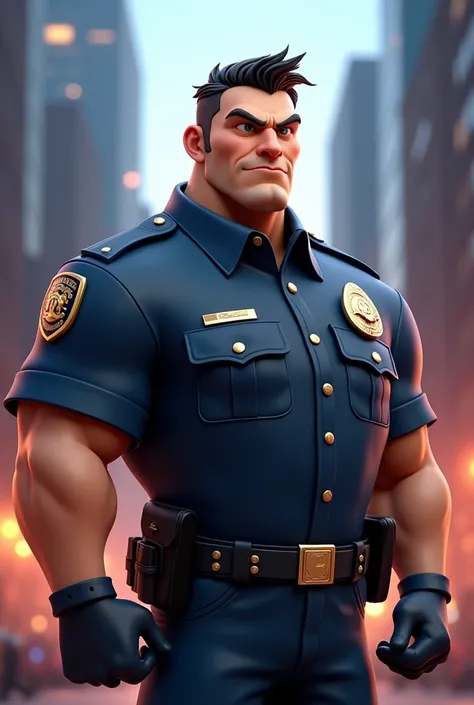 Police man ai 3d cartoon type realistic image 