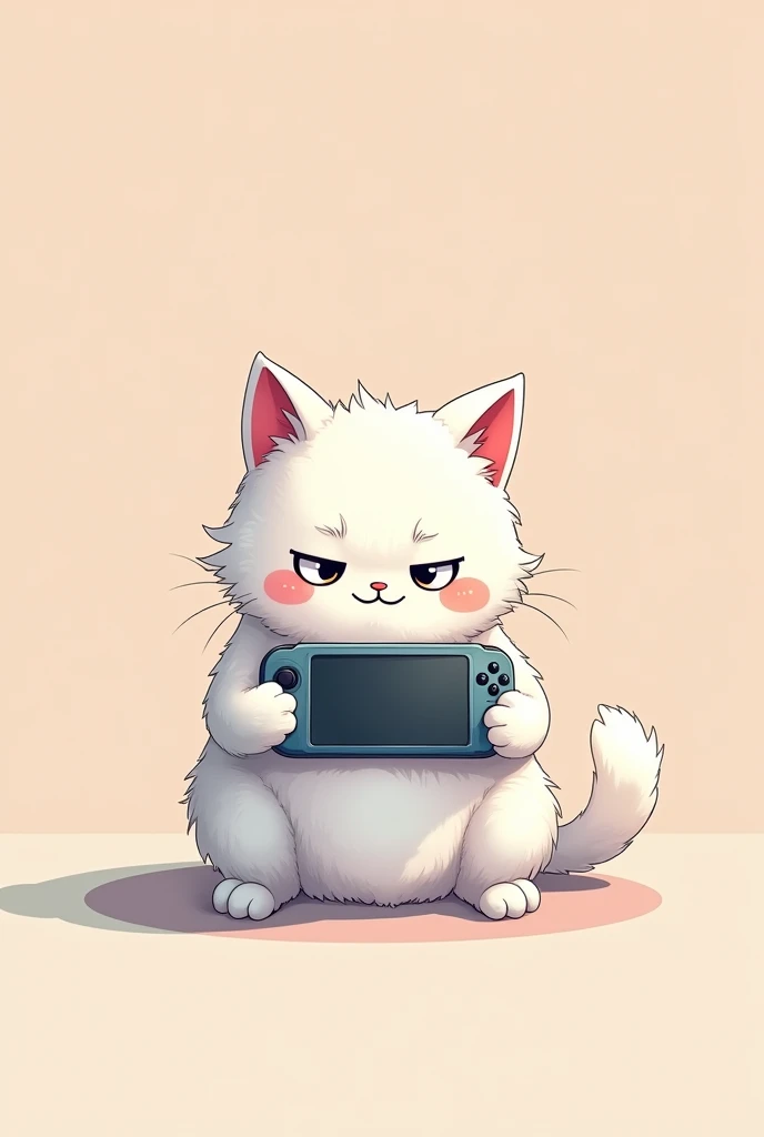 White gamer cat