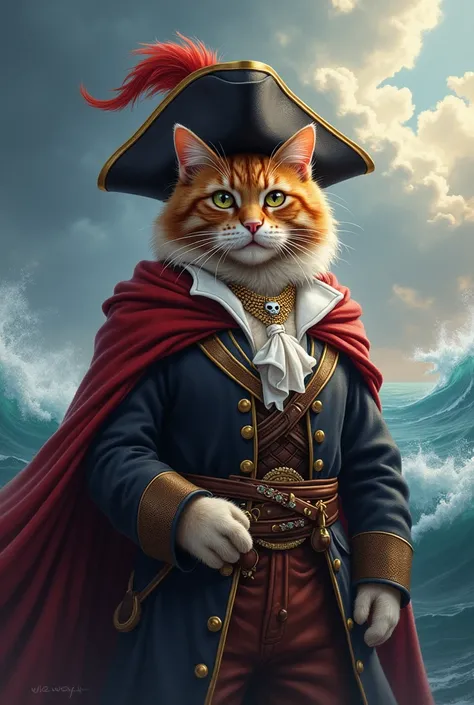 Create me for telegram avatar picture of cat. King of pirate cat