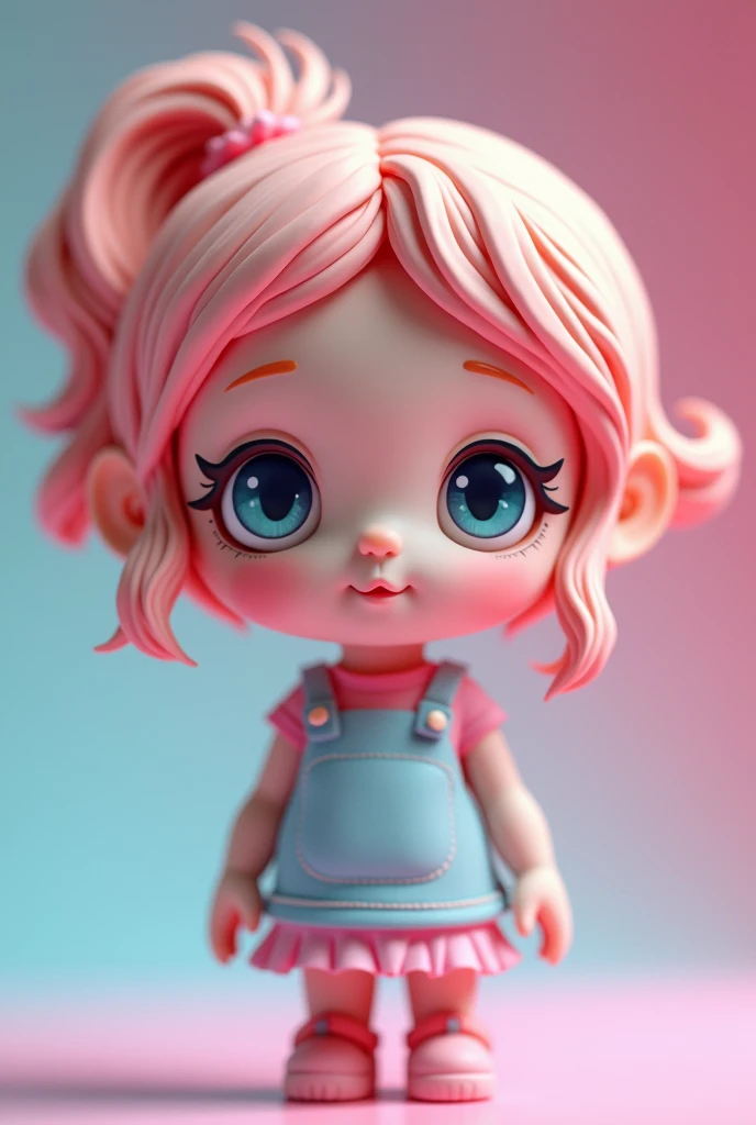 a highly detailed 4d clay model of a cute girl, solo, vibrant colorful gradients, anatomically correct, surreal and absurd aesthetics, cinema4d rendering, vivid colors, cute chibi style, polycarbonate, realistic 3d form, best quality, 4k, 8k, highres, mast...