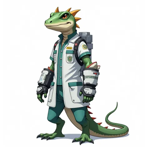 Medic Lizard　White background　I have a lot of anime treatment tools　uniform