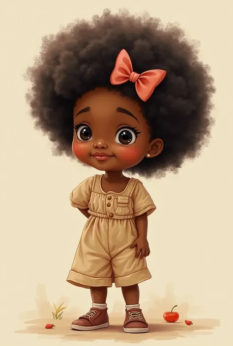 Drawing of black Afro child with bow