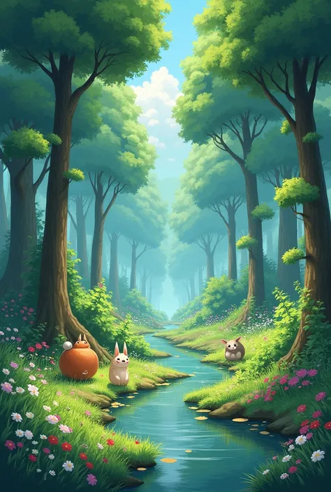 Create a Ghibli image of nature 