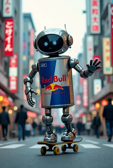 The vending machine has two arms and two legs in Japan，Skateboarding，Red Bull vending machine