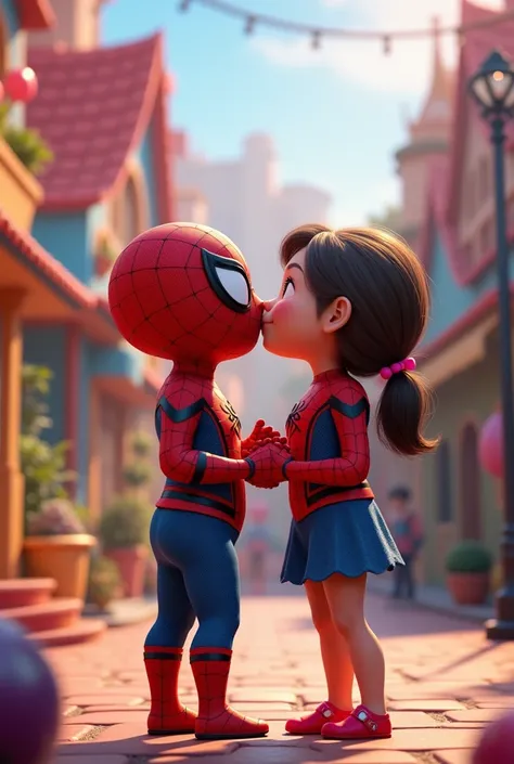 Spiderman with his partner without a mask the background must be inspired for children