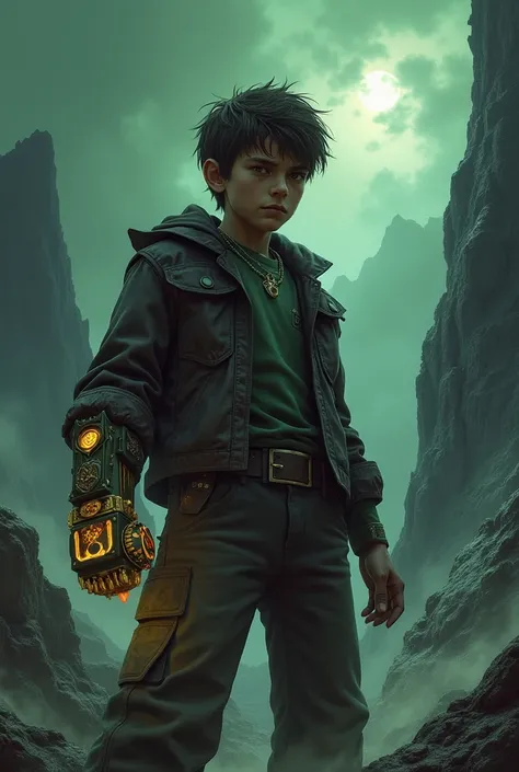 Create a Ben 10 image with a 1980s dark fantasy style