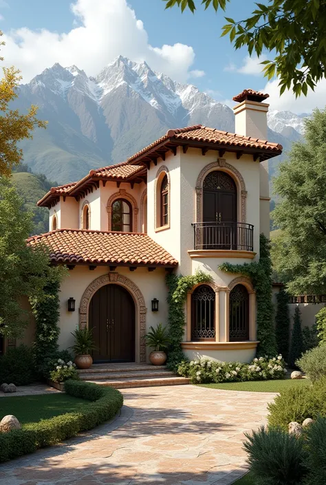 Small Spanish villa front elevation pakistan