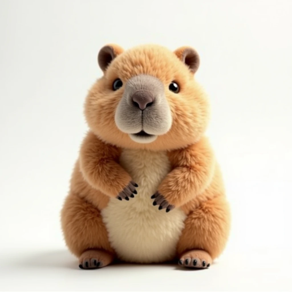 a capybara plush toy, extremely detailed, soft and fluffy cotton material, white background, front facing pose, full body visible, best quality, ultra-detailed, realistic, photorealistic, HDR, UHD, studio lighting, vivid colors, physically-based rendering,...