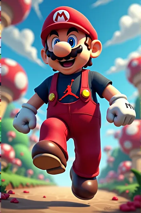 Mario wearing a Jordan shirt