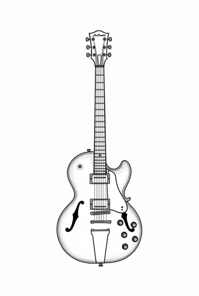 Single line drawing, es 335 electric guitar, black and white