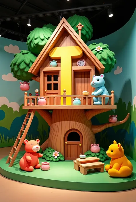 Letter t objects display preschool with tree house