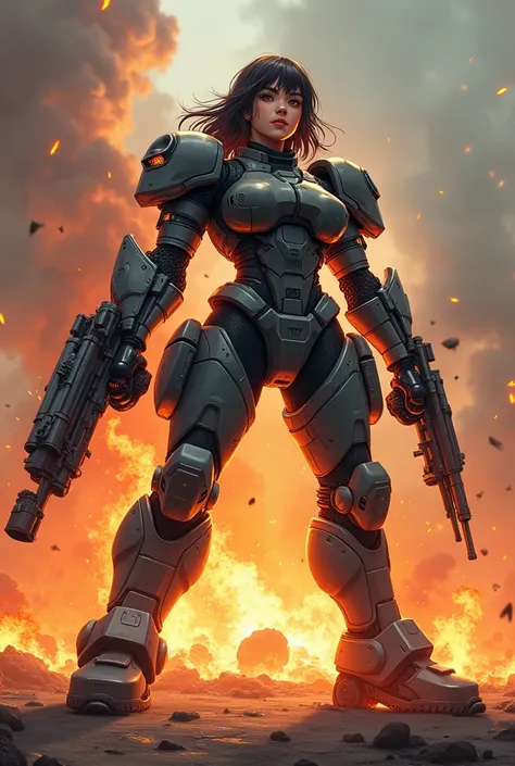 tank womna anime  chubby fire weapons