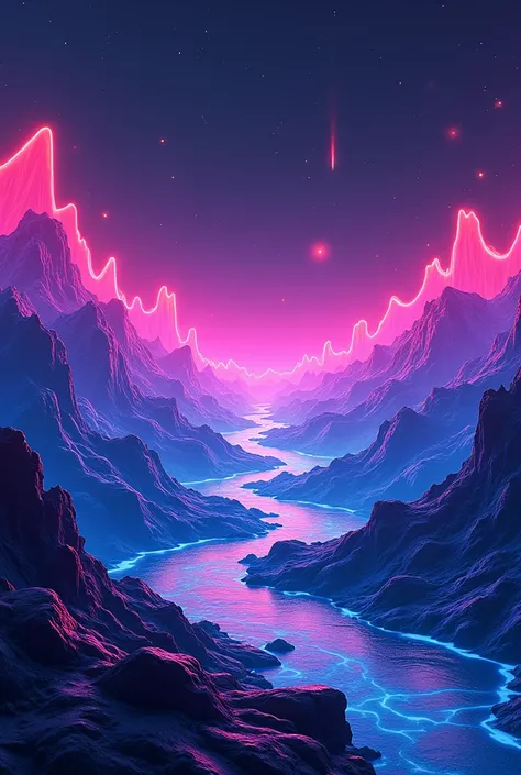 generates a synthwave themed background with sound waves in 1080x1920 proportions