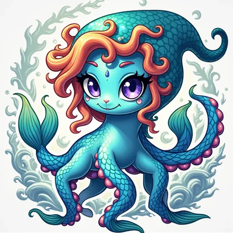 the SeaArt mascot, Aqua, inspired by the ocean and creativity. It combines the flowing elements of the sea with artistic features like paintbrush-tipped tentacles and vibrant, fluid designs.