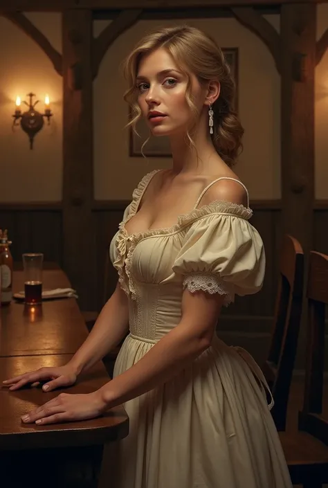 waitress woman form 1700s blonde underwear