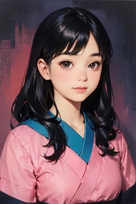 ((Best Quality)), ((masterpiece)), (detailed), Japanese,Young Girl,smile,Front face,Dark Eyes,Black Hair,Bust Shot,Looking at the camera,