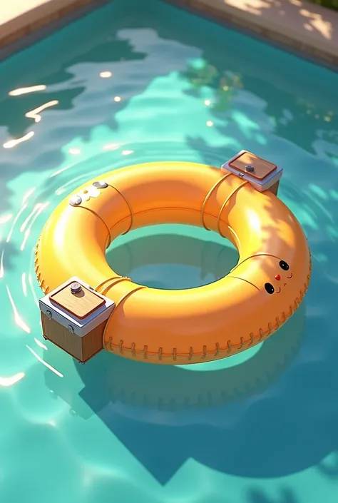 A swimming tube with a small box at corner of swimming tube 

