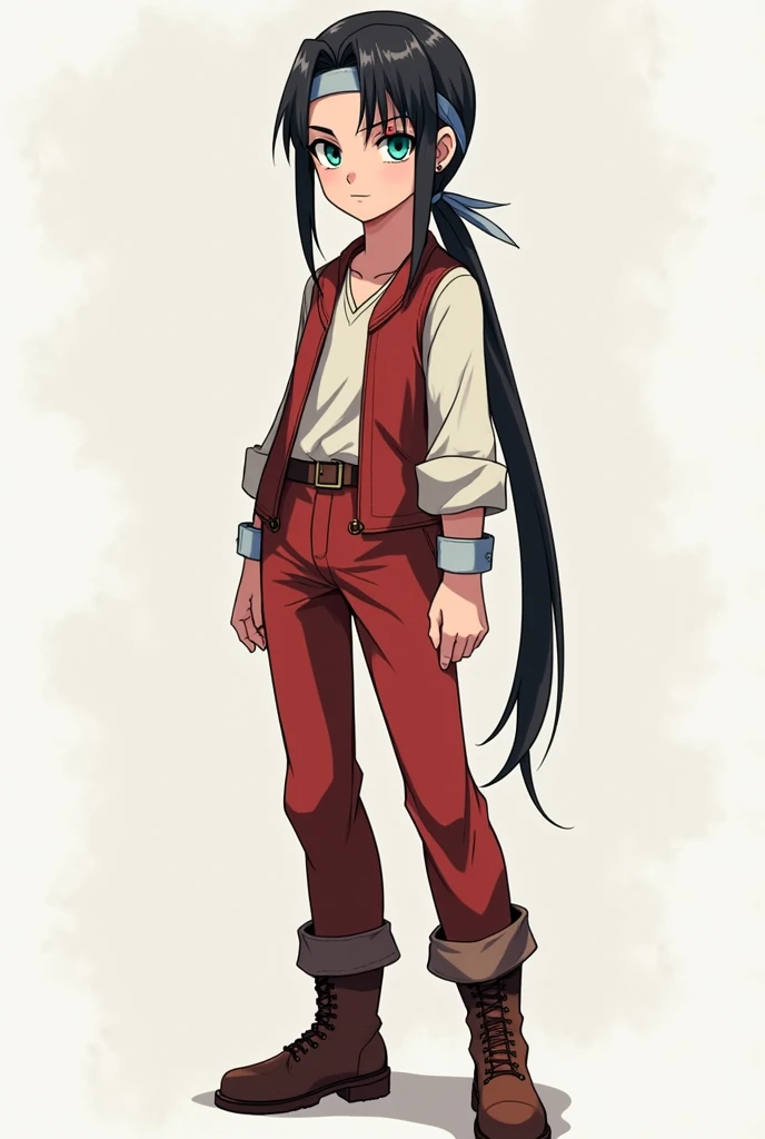 RPG Character A 1 human, has around 1,75 meters tall and with a slightly muscular body. Thin and frail.
Her long, black hair reaches shoulder length and is tied into a low ponytail.. He has light blue eyes and always has a serene look., has white skin that...