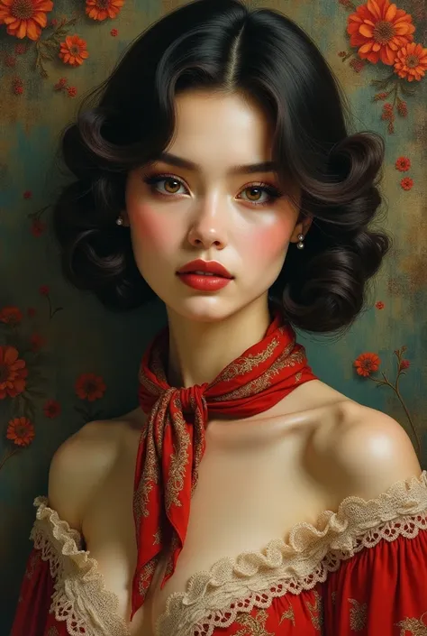 a painting of a woman with a scarf on her neck, craig mullins alphonse mucha, artgerm craig mullins, beautiful character painting, rhads and lois van baarle, artgerm and atey ghailan, charlie bowater rich deep colors, ross tran 8 k, ( ( mads berg ) ), artg...